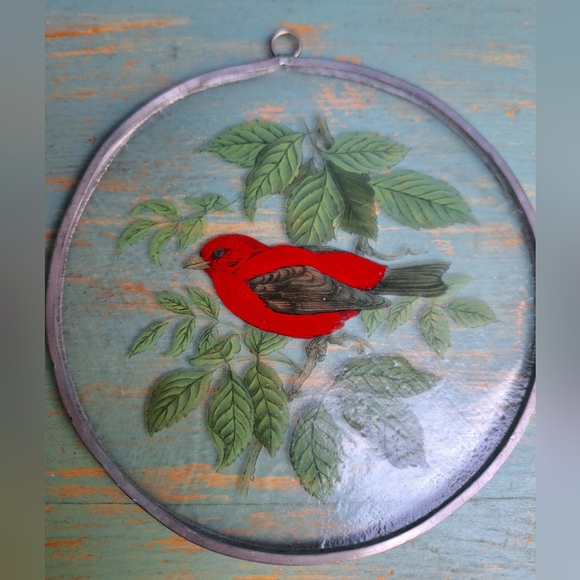 Red Bird Suncatcher Stocking Stuffers Bird Lover Gifts Glass Metal Wall Decor - Picture 7 of 16